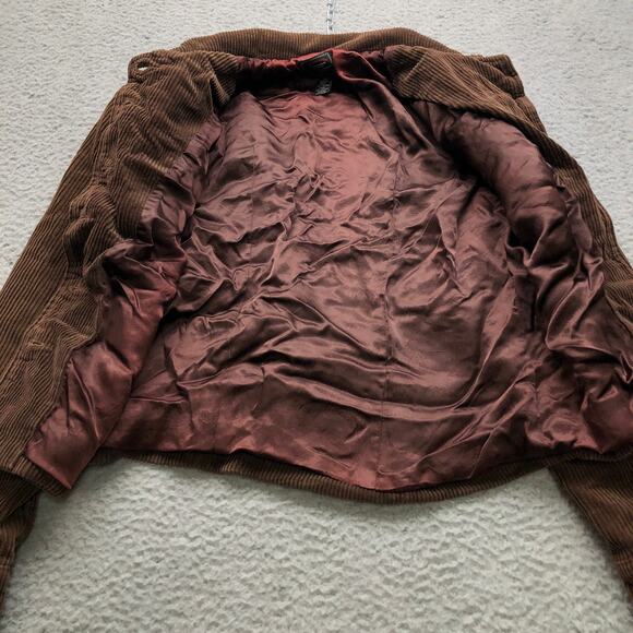 American Eagle Corduroy Jacket Women's Small S Long Sleeve Lined Pocket Brown - Picture 7 of 8